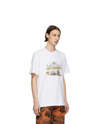 weißes bedrucktes T-Shirt mit einem Rundhalsausschnitt von MSGM