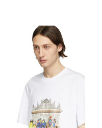 weißes bedrucktes T-Shirt mit einem Rundhalsausschnitt von MSGM