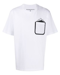 weißes bedrucktes T-Shirt mit einem Rundhalsausschnitt von White Mountaineering