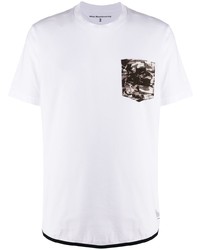 weißes bedrucktes T-Shirt mit einem Rundhalsausschnitt von White Mountaineering