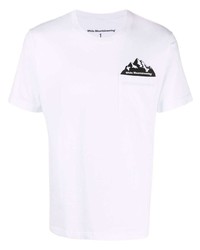 weißes bedrucktes T-Shirt mit einem Rundhalsausschnitt von White Mountaineering