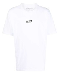 weißes bedrucktes T-Shirt mit einem Rundhalsausschnitt von White Mountaineering