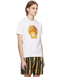 weißes bedrucktes T-Shirt mit einem Rundhalsausschnitt von Versace