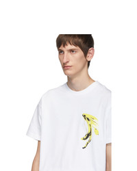 weißes bedrucktes T-Shirt mit einem Rundhalsausschnitt von Random Identities