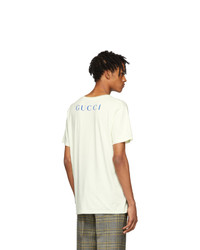 weißes bedrucktes T-Shirt mit einem Rundhalsausschnitt von Gucci