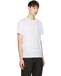 weißes bedrucktes T-Shirt mit einem Rundhalsausschnitt von Calvin Klein Collection