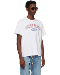 weißes bedrucktes T-Shirt mit einem Rundhalsausschnitt von Guess Jeans U.S.A.