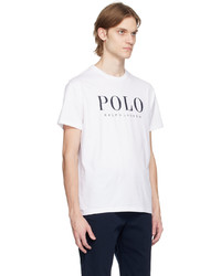 weißes bedrucktes T-Shirt mit einem Rundhalsausschnitt von Polo Ralph Lauren