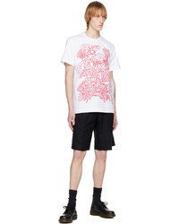 weißes bedrucktes T-Shirt mit einem Rundhalsausschnitt von Comme des Garcons Homme Deux