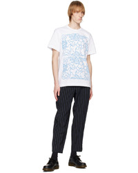 weißes bedrucktes T-Shirt mit einem Rundhalsausschnitt von Comme des Garcons Homme Deux