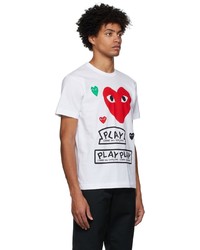 weißes bedrucktes T-Shirt mit einem Rundhalsausschnitt von Comme Des Garcons Play