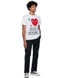 weißes bedrucktes T-Shirt mit einem Rundhalsausschnitt von Comme Des Garcons Play