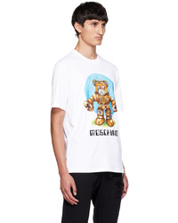 weißes bedrucktes T-Shirt mit einem Rundhalsausschnitt von Moschino