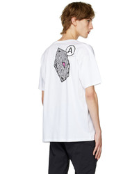 weißes bedrucktes T-Shirt mit einem Rundhalsausschnitt von ACRONYM