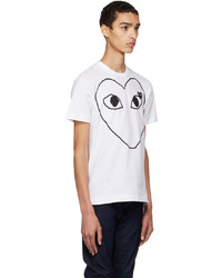 weißes bedrucktes T-Shirt mit einem Rundhalsausschnitt von Comme Des Garcons Play