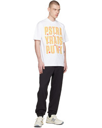 weißes bedrucktes T-Shirt mit einem Rundhalsausschnitt von Stray Rats