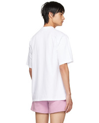 weißes bedrucktes T-Shirt mit einem Rundhalsausschnitt von Late Checkout