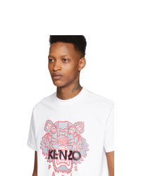 weißes bedrucktes T-Shirt mit einem Rundhalsausschnitt von Kenzo