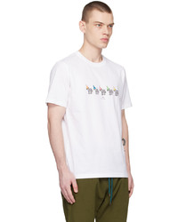 weißes bedrucktes T-Shirt mit einem Rundhalsausschnitt von Ps By Paul Smith