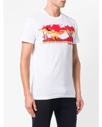 weißes bedrucktes T-Shirt mit einem Rundhalsausschnitt von DSQUARED2