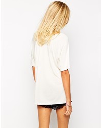 weißes bedrucktes T-Shirt mit einem Rundhalsausschnitt von Wildfox Couture