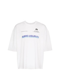 weißes bedrucktes T-Shirt mit einem Rundhalsausschnitt von Willy Chavarria