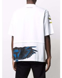 weißes bedrucktes T-Shirt mit einem Rundhalsausschnitt von Marcelo Burlon County of Milan