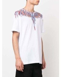 weißes bedrucktes T-Shirt mit einem Rundhalsausschnitt von Marcelo Burlon County of Milan