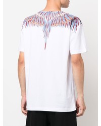 weißes bedrucktes T-Shirt mit einem Rundhalsausschnitt von Marcelo Burlon County of Milan