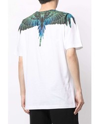 weißes bedrucktes T-Shirt mit einem Rundhalsausschnitt von Marcelo Burlon County of Milan