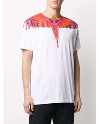 weißes bedrucktes T-Shirt mit einem Rundhalsausschnitt von Marcelo Burlon County of Milan