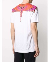 weißes bedrucktes T-Shirt mit einem Rundhalsausschnitt von Marcelo Burlon County of Milan