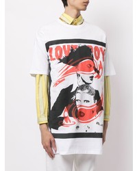 weißes bedrucktes T-Shirt mit einem Rundhalsausschnitt von Charles Jeffrey Loverboy