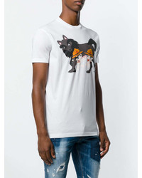 weißes bedrucktes T-Shirt mit einem Rundhalsausschnitt von DSQUARED2