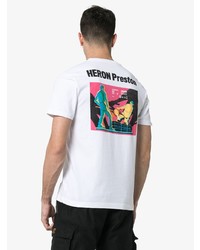 weißes bedrucktes T-Shirt mit einem Rundhalsausschnitt von Heron Preston