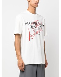 weißes bedrucktes T-Shirt mit einem Rundhalsausschnitt von Ih Nom Uh Nit