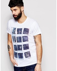 weißes bedrucktes T-Shirt mit einem Rundhalsausschnitt von Wrangler