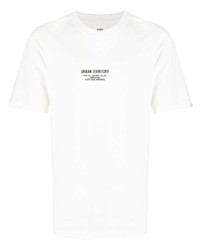 weißes bedrucktes T-Shirt mit einem Rundhalsausschnitt von WTAPS