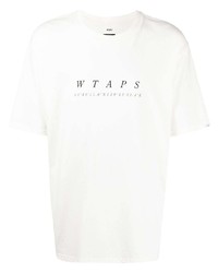 weißes bedrucktes T-Shirt mit einem Rundhalsausschnitt von WTAPS