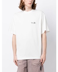 weißes bedrucktes T-Shirt mit einem Rundhalsausschnitt von MAISON KITSUNÉ