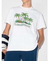 weißes bedrucktes T-Shirt mit einem Rundhalsausschnitt von Casablanca