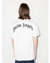 weißes bedrucktes T-Shirt mit einem Rundhalsausschnitt von Palm Angels