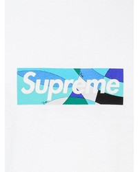 weißes bedrucktes T-Shirt mit einem Rundhalsausschnitt von Supreme