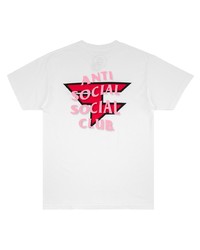 weißes bedrucktes T-Shirt mit einem Rundhalsausschnitt von Anti Social Social Club