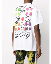 weißes bedrucktes T-Shirt mit einem Rundhalsausschnitt von Off-White