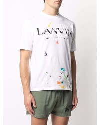 weißes bedrucktes T-Shirt mit einem Rundhalsausschnitt von Lanvin