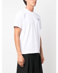 weißes bedrucktes T-Shirt mit einem Rundhalsausschnitt von Sacai