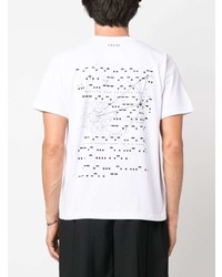 weißes bedrucktes T-Shirt mit einem Rundhalsausschnitt von Sacai