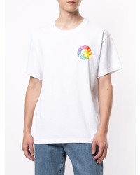 weißes bedrucktes T-Shirt mit einem Rundhalsausschnitt von Takashi Murakami