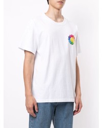 weißes bedrucktes T-Shirt mit einem Rundhalsausschnitt von Takashi Murakami